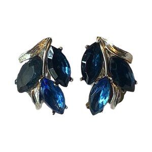 Elegant Blue and Silver Leaf Earrings